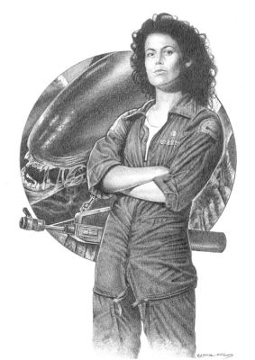 Oscar Garcia Calibos - Alien - RIPLEY - THE LAST SURVIVOR - ORIGINAL PENCIL ILLUSTRATION- | Catawiki