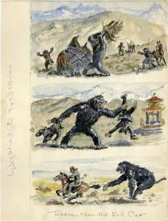 WILLIS O’BRIEN THREE-PANEL CONCEPT FOR BABOON: A TALE ABOUT A YETI | Profiles in History