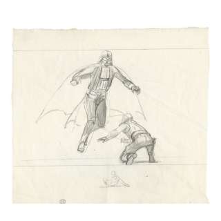 Star Wars: the Empire Strikes Back (1980) | Hand-Drawn Ralph McQuarrie Luke Skywalker and Darth Vader Concept Sketch | Propstore