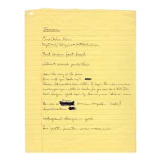 STAR WARS: A NEW HOPE (1977) - Lot #357 : George Lucas‘ Handwritten Story Development Notes Page