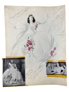 VINTAGE SKETCH ART COSTUME DESIGN DRAWING Bess Myerson Miss America BY BOB ROBERT CARLTON | Los Angeles Estate Auction
