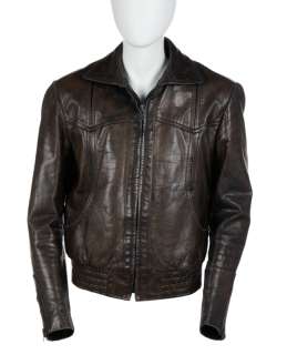 Lot 1298 - SATURDAY NIGHT FEVER: JOHN TRAVOLTA "ANTHONY ‘TONY‘ MANERO" LEATHER JACKET (WITH DVD)