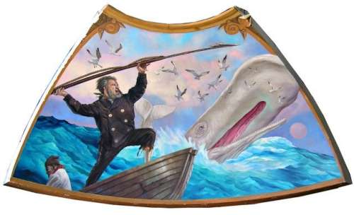 Pagemaster Original Massive Capt. Ahab & Moby Dick Rotunda Dome Ceiling Painting Set Piece | Premiere Props
