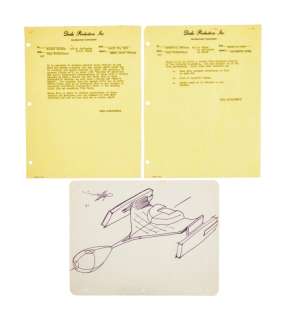 Lot 898 - STAR TREK: MATT JEFFERIES SIGNED ORIGINAL KLINGON "BIRD OF PREY" SPACESHIP DESIGN AND GENE RODDENBERRY CORRESPONDENCE
