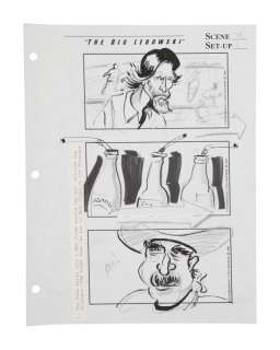 The Big Lebowski | One Page, Scene 78 / Set-Up 1 | "Final Bowling Alley Scene" Original Storyboard | Julien’s