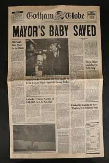 Batman Returns (1992) | Gotham Globe "Mayor’s Baby Saved" Newspaper | Propstore