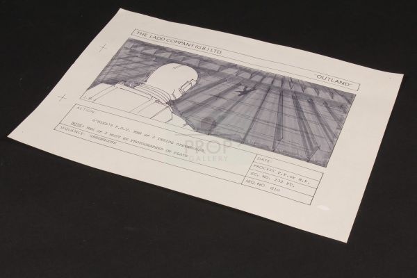 Outland | Hand drawn storyboard artwork - O’Niel (Sean Connery) greenhouse | The Prop Gallery