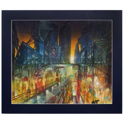 SUPER MARIO BROS. (1993) - Lot #1011 : Hand-painted Patrick Tatopoulos "Dinohattan" Concept Painting