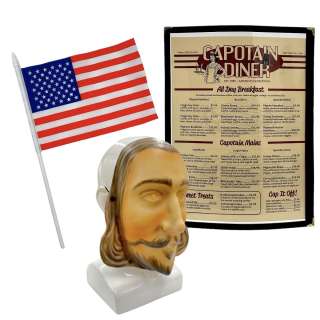Thanksgiving (2023) Production Used Pilgrim Mask, Menu & Flag | VIP Fan Auctions