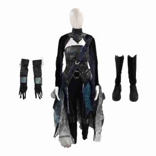 Red One Gryla/Blue Screen Worn Gorget, Corset, Pants, Skirt, Bolero, Boots, Gloves, Cuffs, Crossbody Strap, Prop Knife & Belt Ch 2 Sc 71pt1-118pt24 | VIP Fan Auctions