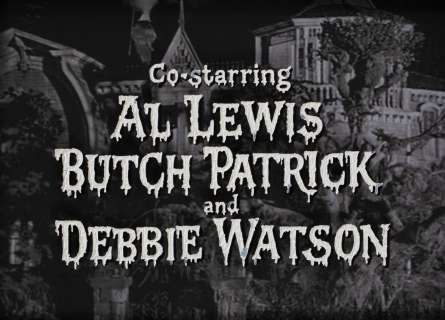Lot 713 - Al Lewis ‘Grandpa‘, Butch Patrick ‘Eddie‘, and Debbie Watson ‘Marilyn‘ title art from The Munsters.