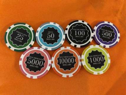 Lot 94 - Molly‘s Game (2017) - Collection of 7 Poker Chips (NY Game Scenes)