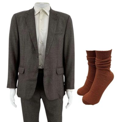 Lot 55: Play Dirty Parker Screen Worn Suit Jacket, Pants, Button-Up Shirt & Socks Ch 6 Sc Multiple | VIP Fan Auctions