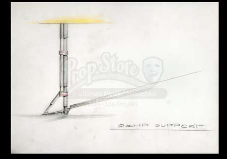 Harry Lange Auction | Hand-Drawn Coloured Millennium Falcon Ramp Support | Propstore
