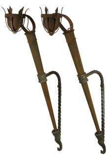 Lot 27 - Pair of wall torches from Margaret Hamilton ‘Wicked Witch‘s‘ castle from The Wizard of Oz.