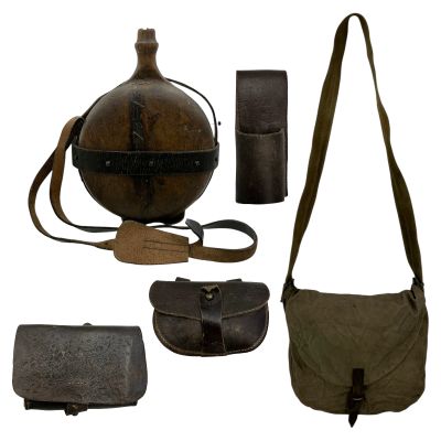 Lot 87: The Bluff Connor Soldiers Screen Used Canteen, Bag, Pouch, Round Pouch & Axe Holster | VIP Fan Auctions