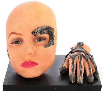Lot 1294 - Jeri Ryan "Seven of Nine" production worn facial and hand appliances from Star Trek Deep Space 9.
