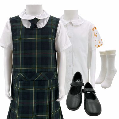 Lot 35: Poker Face Season 2 Olivia (Claudia Krauss) Screen Worn Uniform Jumper, (2) Button-Up Shirts, Shorts, Socks, Shoes & Tie Ch 1 Sc 2-46 Ep 206 | VIP Fan Auctions