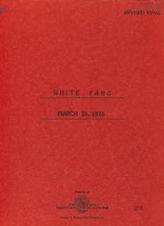 A revised final screenplay of White Fang Mimeographed manuscript by Gene Fowler, Hal Long, and S.G. Duncan, 135pp, March 26, 1936 (later blue revision pages bound in, | Bonhams