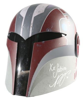 Natasha Liu Bordizzo as Sabine Wren in Star Wars: Ahoska (Beckett) Signed Hasbro Black Series Prop Replica Helmet with Character Name | SWAU