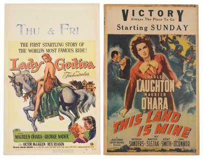 A group of nine window cards for Maureen O’Hara movies | Bonhams