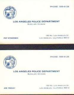 Dragnet prop business cards | Piece of the Past