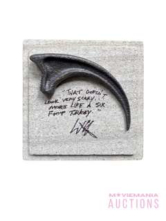 Jurassic Park (1993) - A Signed & Inscribed Replica Velociraptor Claw Display | MovieMania
