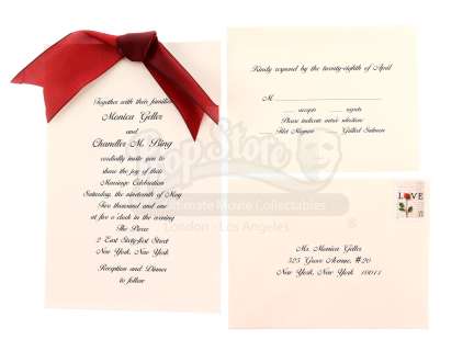 FRIENDS - Lot 68 - Monica Geller and Chandler Bing‘s Wedding Invitation Set