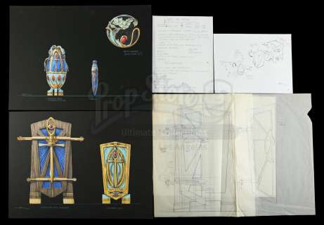 DEATH BECOMES HER (1992) - Lot 195 - Set of Hand-Drawn Decorative Box, Egg, and Vial Artwork by John Bell