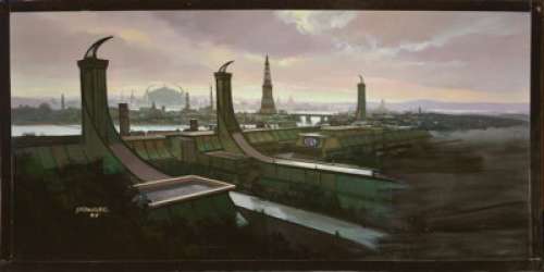 Star Trek: Deep Space Nine Matte Painting of Cardassia Prime from Episodes "Inferno‘s Light" and "What You Leave Behind" (Paramount TV, 1993-1999).