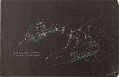 Matt Jefferies Concept Sketch for the SS Botany Bay from Episode, "Space Seed" of Star Trek: The Original Series (Paramount TV, 1966-1969).