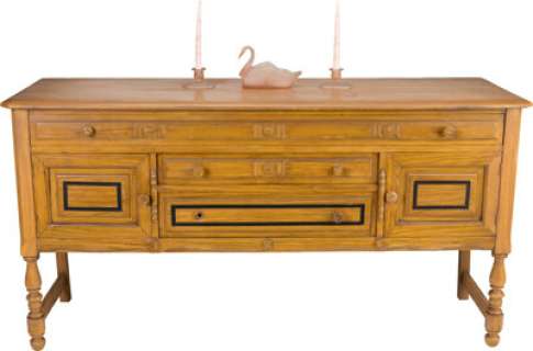 Bunker Family Living Room Buffet, Glass Candlesticks, Swan, and Candy Dish from All in the Family | Heritage