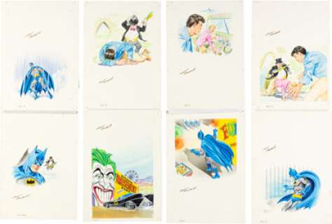 Batman Ladybird Books Original Artwork Lot of 8 with Books (Walt Howarth, 1989). | Heritage