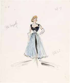 Rita Hayworth "Ann Shankland" Costume Sketch by Edith Head for Separate Tables (United Artists, 1958).