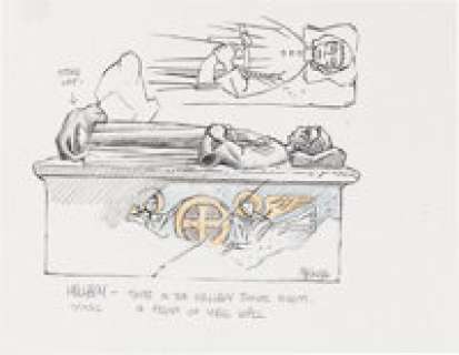 Hellboy (Columbia, 2004), Mike Mignola - "Tomb in Hellboy Junior Room" Concept Sketch Original Art. | Heritage