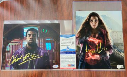 Chadwick Boseman & Elizabeth Olsen - Marvel - Lot of 2 Signed Photographs (20x25cm) Beckett & PSA/DNA Authentication | Catawiki