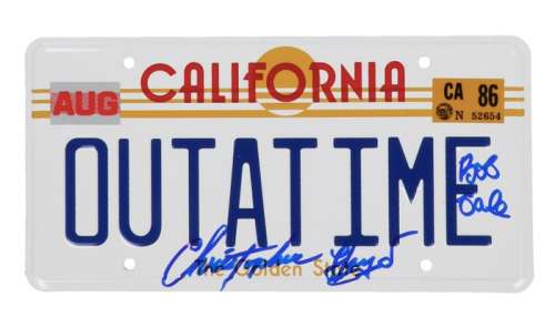 Back to the Future - Christopher Lloyd & Bob Gale Signed "Back to the Future" License Plate (AutographCOA) | Catawiki
