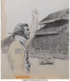 Le Mans archive of (4) original concept artwork for the one-sheet poster by Tom Jung....