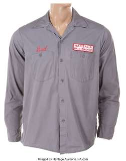 Charlie Sheen "Bud Fox" autographed janitor shirt from Wall Street....