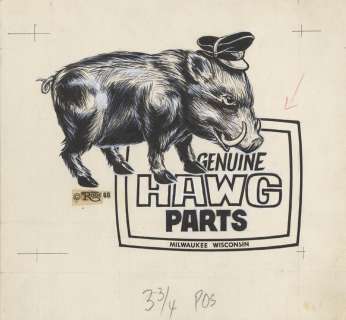 Lot 507 - Ed “Big Daddy” Roth original pen & ink and tempera illustration “Genuine Hawg Parts”