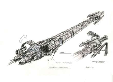 Lot 1107 - Original concept drawings of the Merchant Vessel from Pitch Black