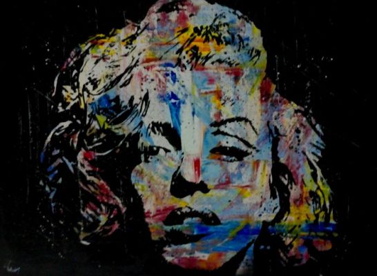 Marilyn Monroe - 80x60 cm - Popart portait collections - Handpainted and signed - by Artist Vincent - Portrait | Catawiki