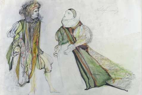 Leslie Hurry (1909-78) - An original design for Shakespeare’s Hamlet, pen, ink, and watercolour /… | Ewbank’s