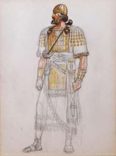 Lot 546 - John Jensen soldier costume sketch of Joshua from The Ten Commandments.