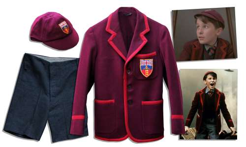 Christian Bale Iconic Screen-Worn Schoolboy Uniform From His Breakout Role as a 13-Year-Old in Steven Spielberg‘s ‘‘Empire of the Sun‘‘