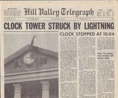 Back to the Future prop clock tower newspaper | Piece of the Past