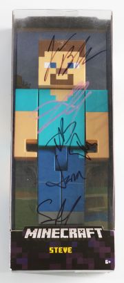 A Minecraft Movie Steve Mattel Action Figure Cast Signed by Jack Black, Jason Momoa, Danielle Brooks, Sebastian Hansen, Torfi Frans Ólafsson & Jared Hess | SWAU