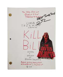 Kill Bill - Quentin Tarantino Signed and Inscribed Original Script