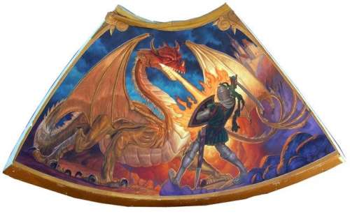 Pagemaster Original Fire-Breathing Dragon Rotunda Dome Ceiling Painting Set Piece | Premiere Props