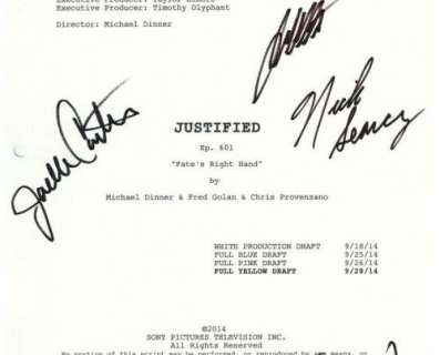 Justified - Lot 9052 - Signed Final Season Episode 601 Script (1 of 2)